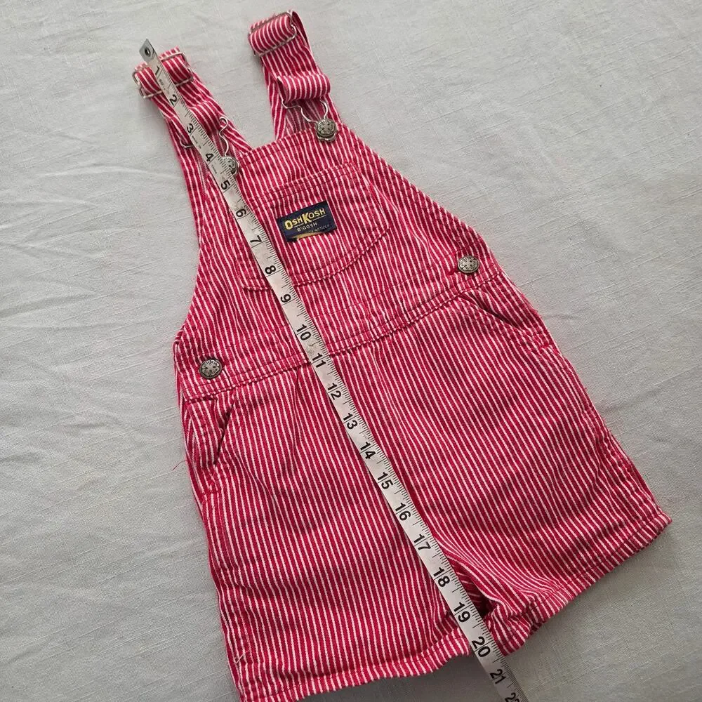 Vintage Oshkosh Red Engineer Striped Shortalls 3t